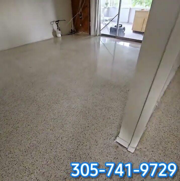 Terrazzo floor in a Cutler Bay home after honing, polishing and sealing
